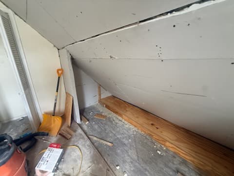 During: priming the sloped ceiling.