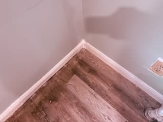 After: the attic walls painted and trimmed.