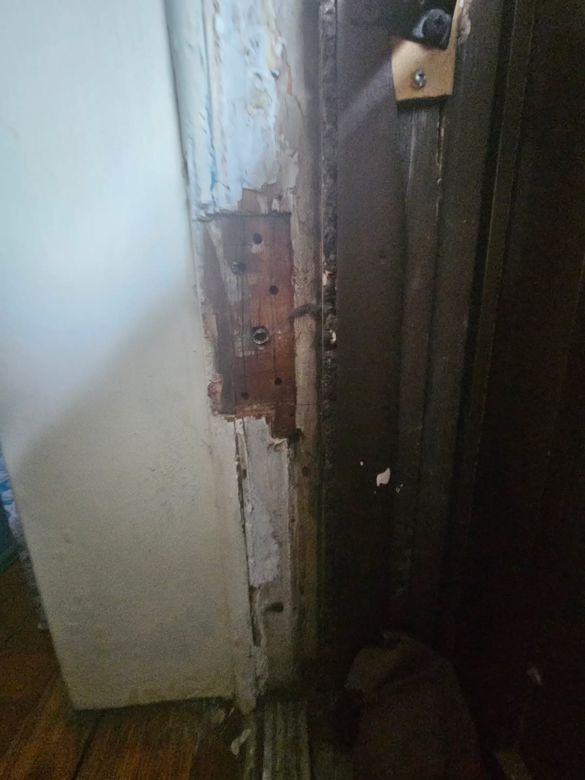 Balcony Door Rehang with Rotted Wood Panel Replacement